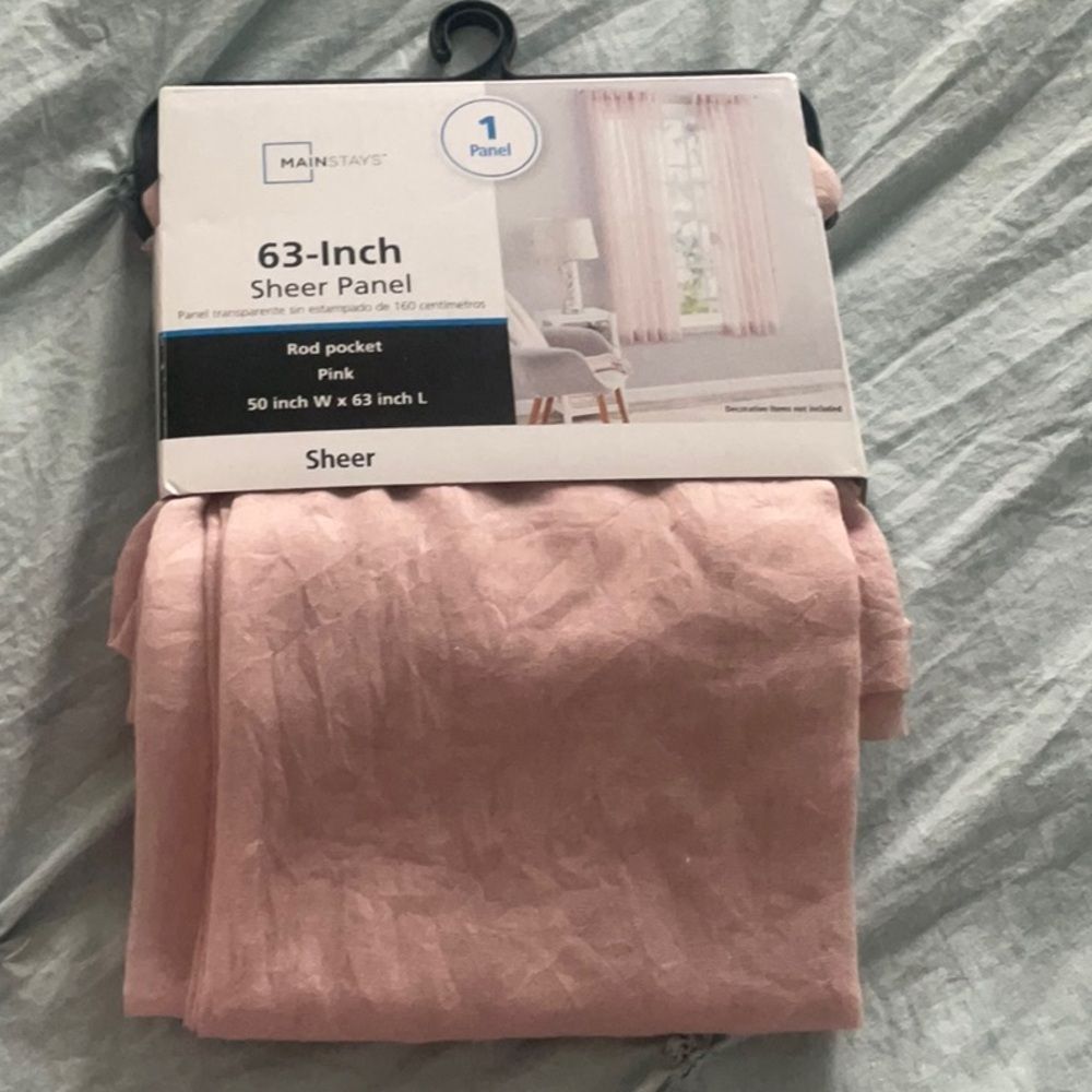Mainstays Sheer Rod-Pocket Curtain Panel in Light Pink